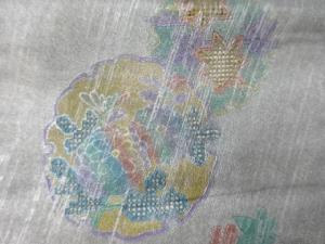 アンティーク　変わり織り雪輪に紅葉・草花模様袋帯（材料）